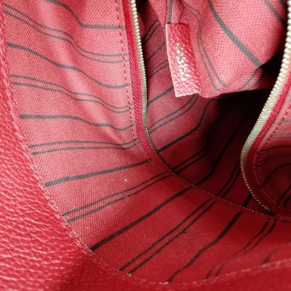 Auth Louis Vuitton Cherry Red Empreinte Monogram Leather PM Bagatelle Hobo Bag